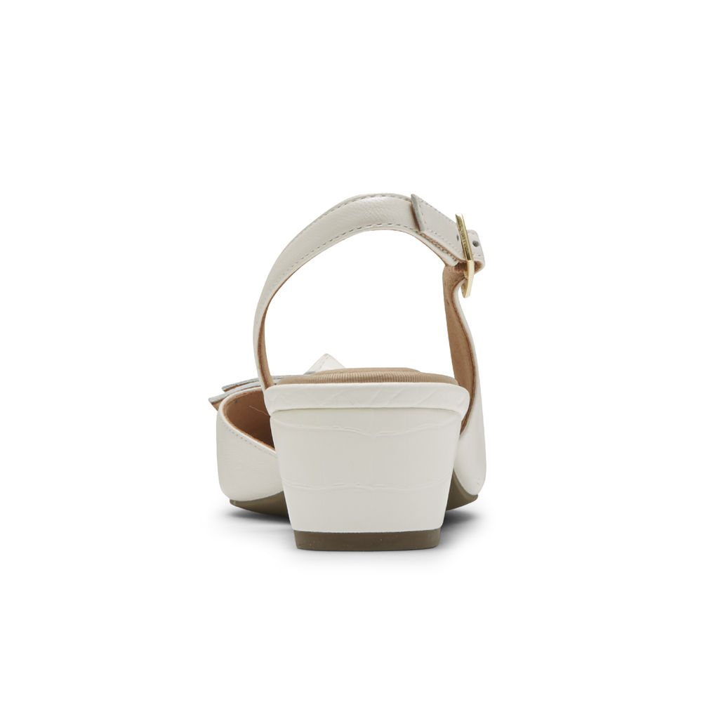 Zapatos De Tacones Rockport Mujer Mexico - Total Motion Gracie Bow Slingback Blancos - BYHGT4067